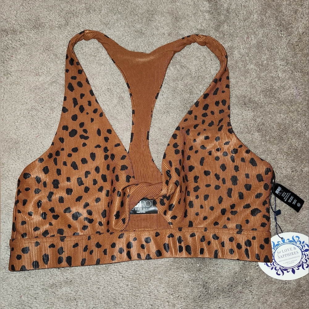 NWT: Beach Riot Spotted Brown Cheetah Bra